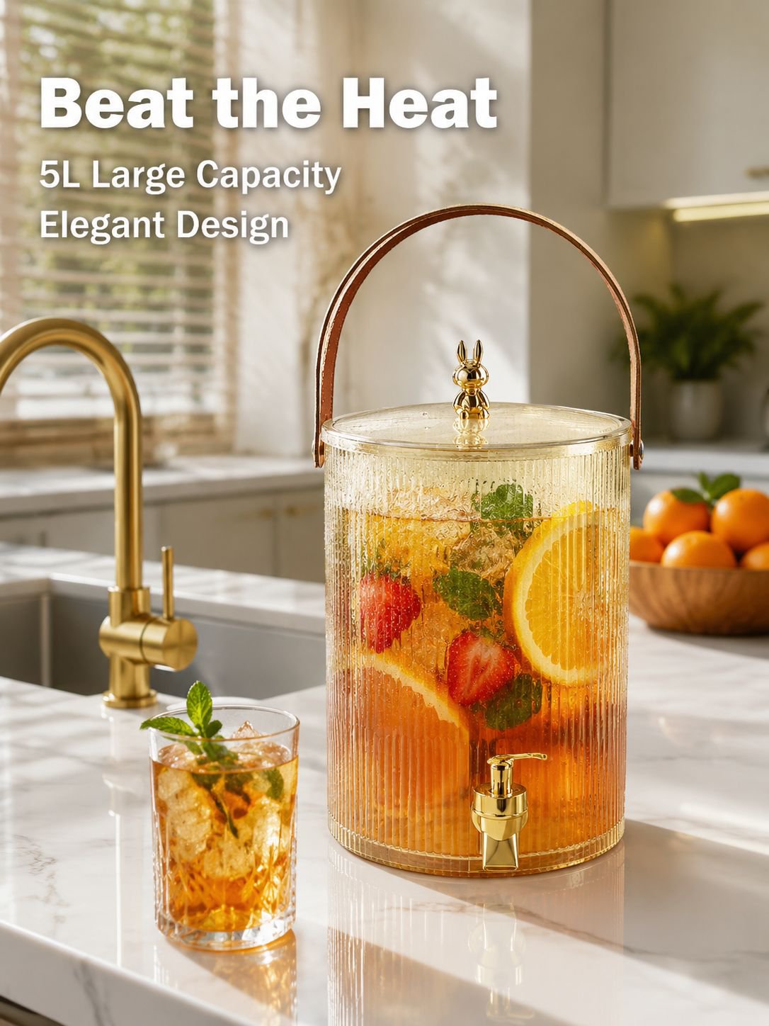 Large capacity cold water kettle with faucet, household beverage bucket