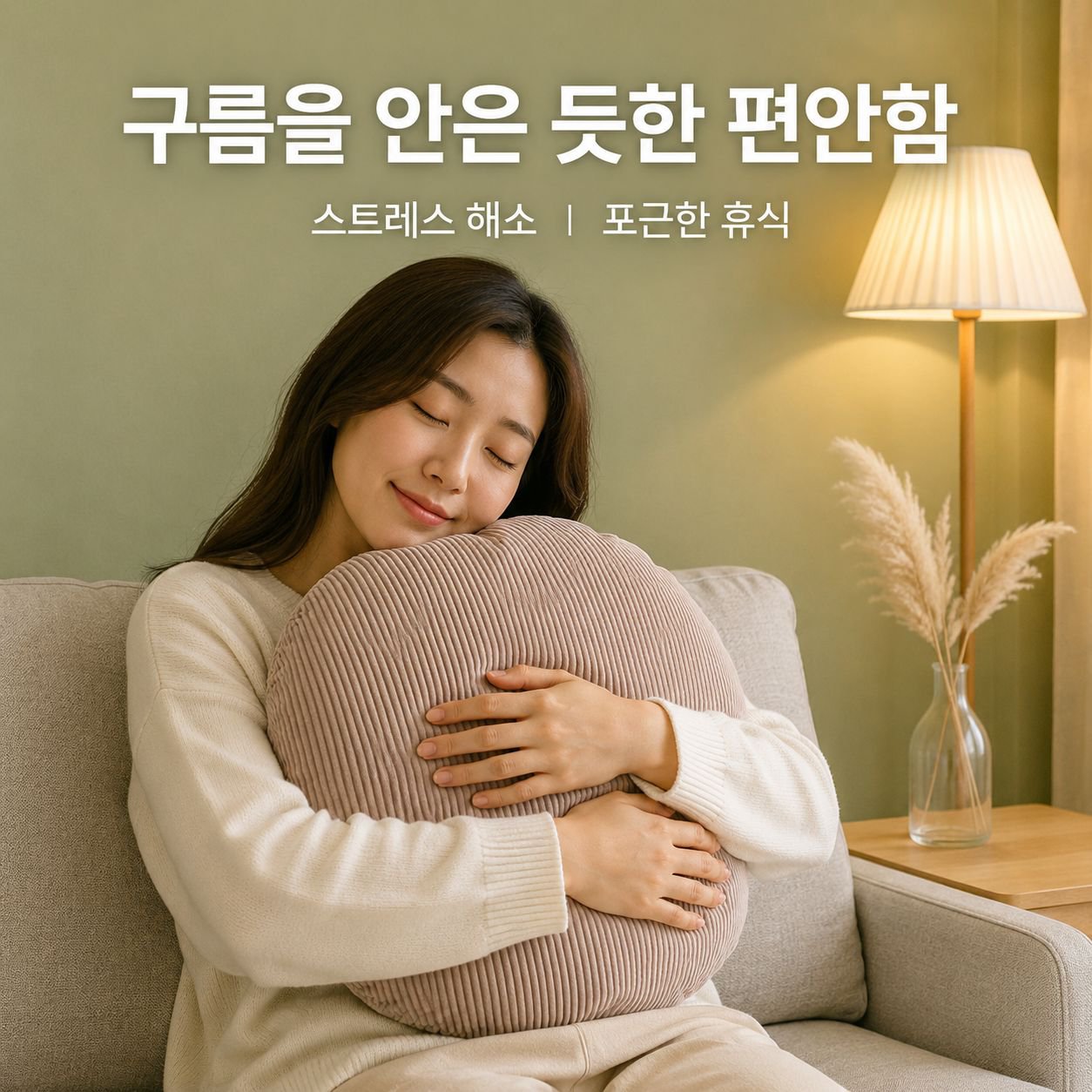 줄무늬 코듀로이 원형 쿠션/소파 쿠션
