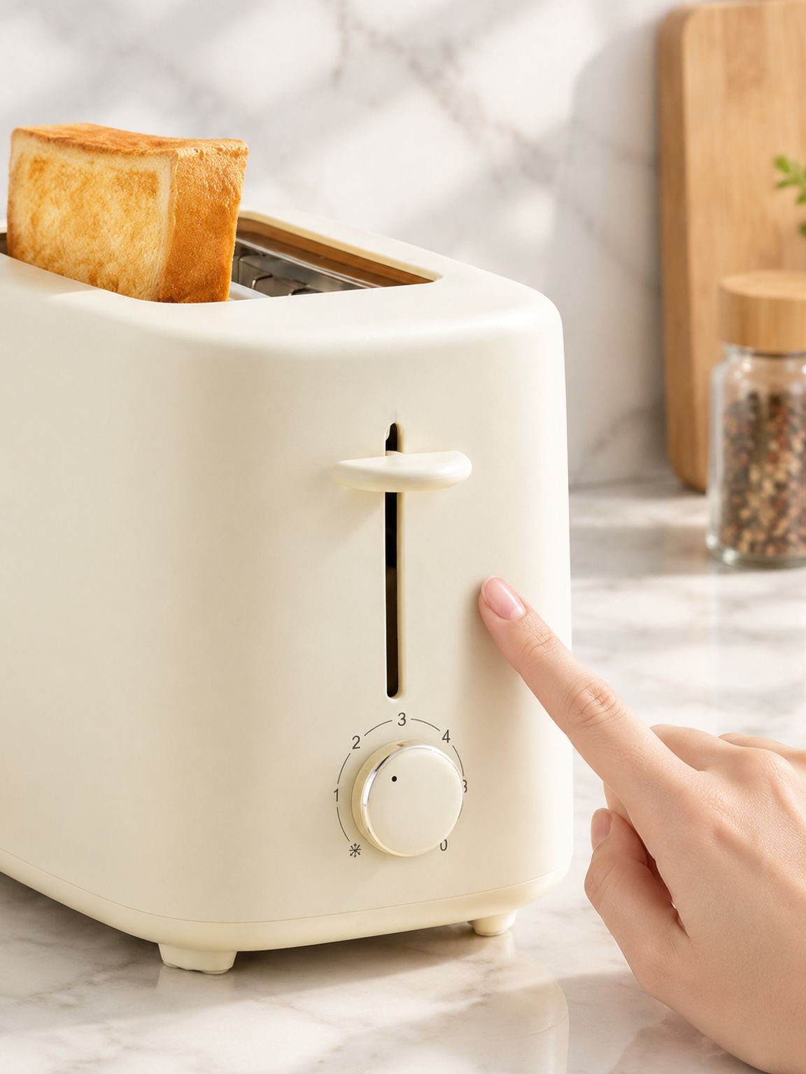 Elektrischer Toaster mit knusprig gerösteten Toastscheiben