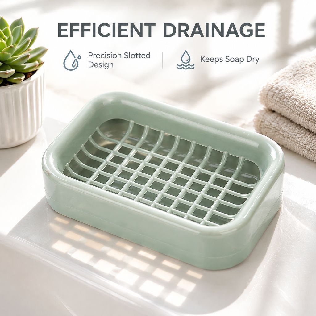 Top view of double-layer soap draining box showcasing enhanced drainage