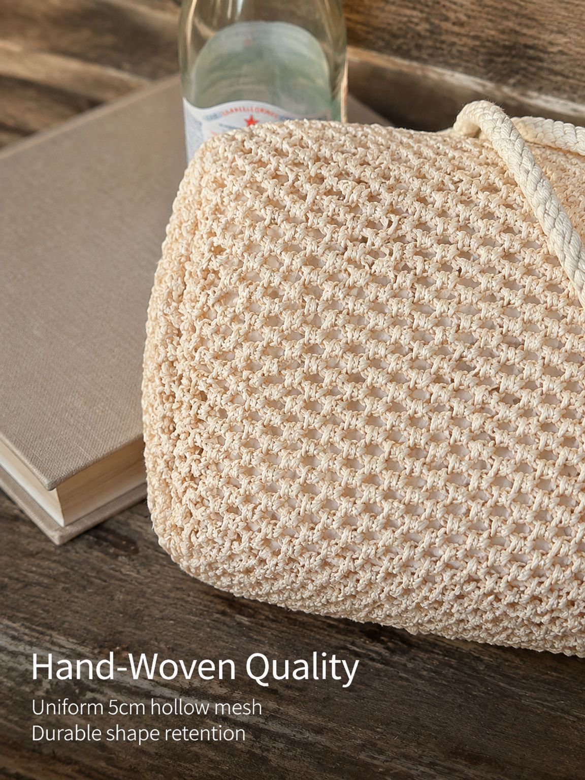Hand-woven pastoral style straw chain shoulder/crossbody small square bag