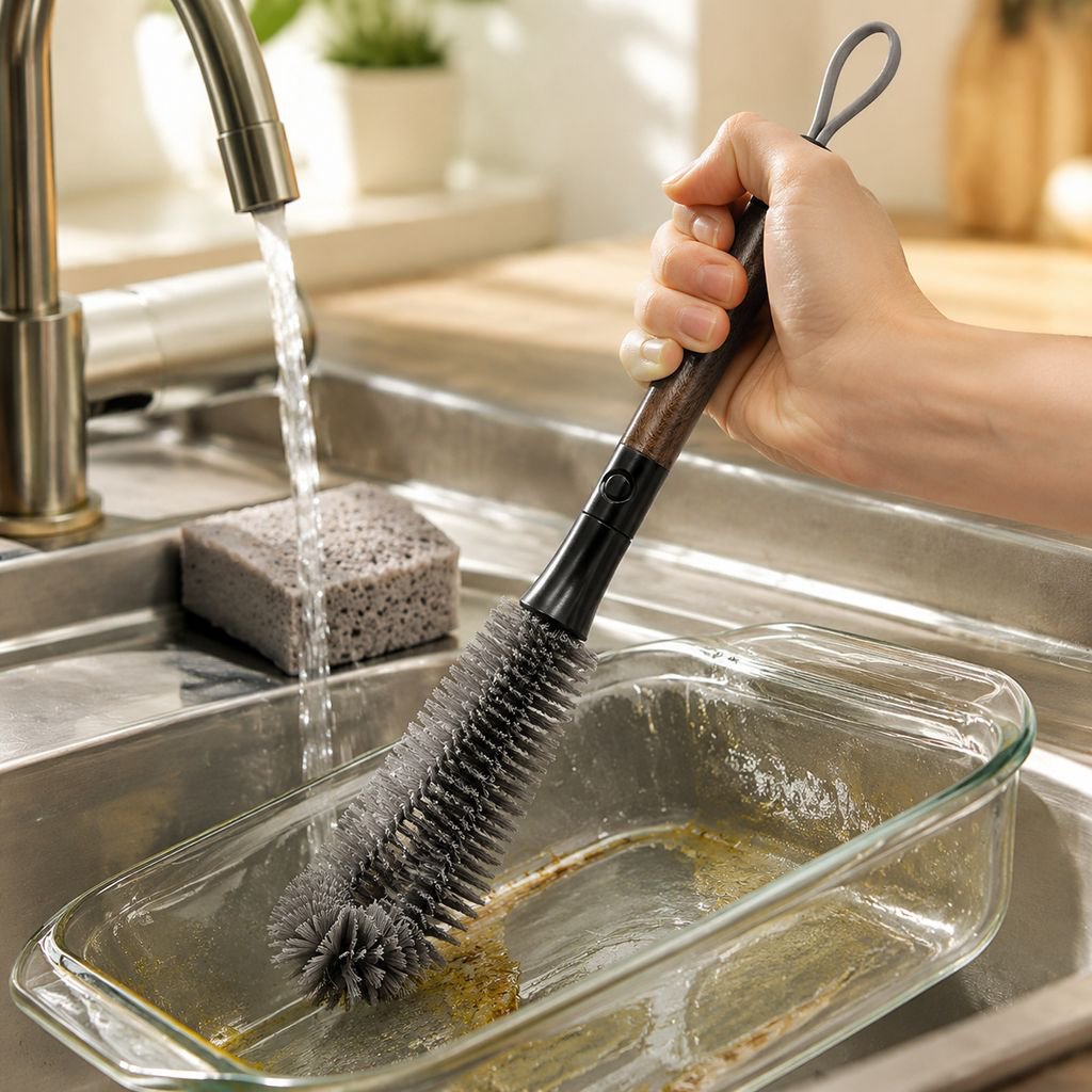 Close-up of the bendable cup brush bristles