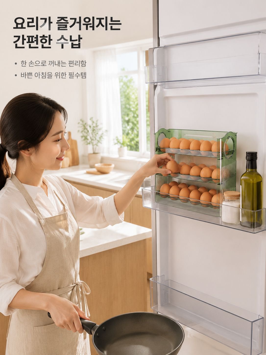 계란 수납함 냉장고 옆문 수납 선반 주방 계란 보관함 계란통 자동 튕김 옆면