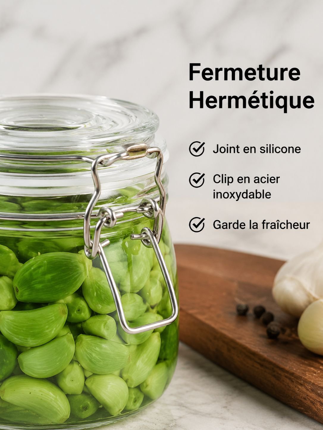 Bocal de conservation alimentaire avec fermeture en acier