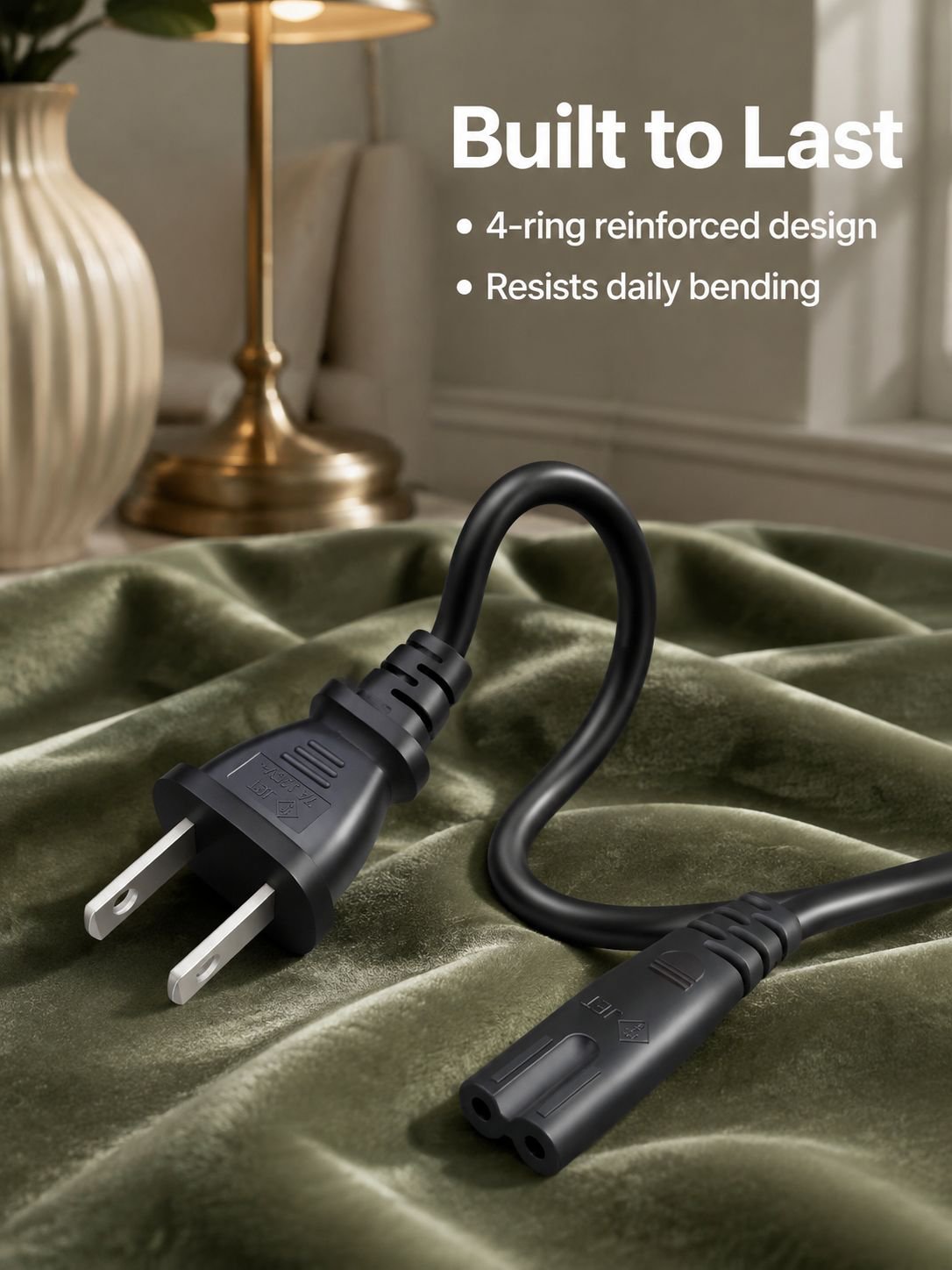 1.5m IEC C7 black power cable for home devices