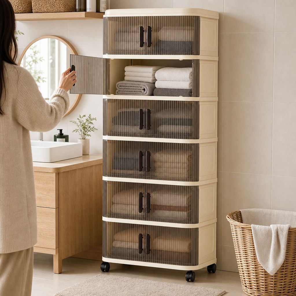 Multi-functional Sliding Foldable Storage Cabinet, Household Multi-layer Organizer