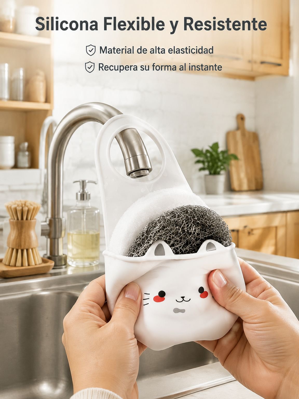 Organizador práctico junto al fregadero de cocina