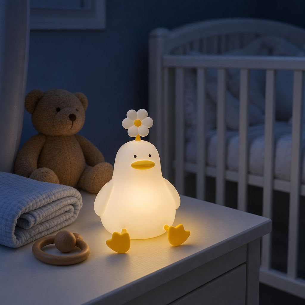 Lampe de chevet canard endormi avec petite veilleuse à induction, cadeau pour enfant