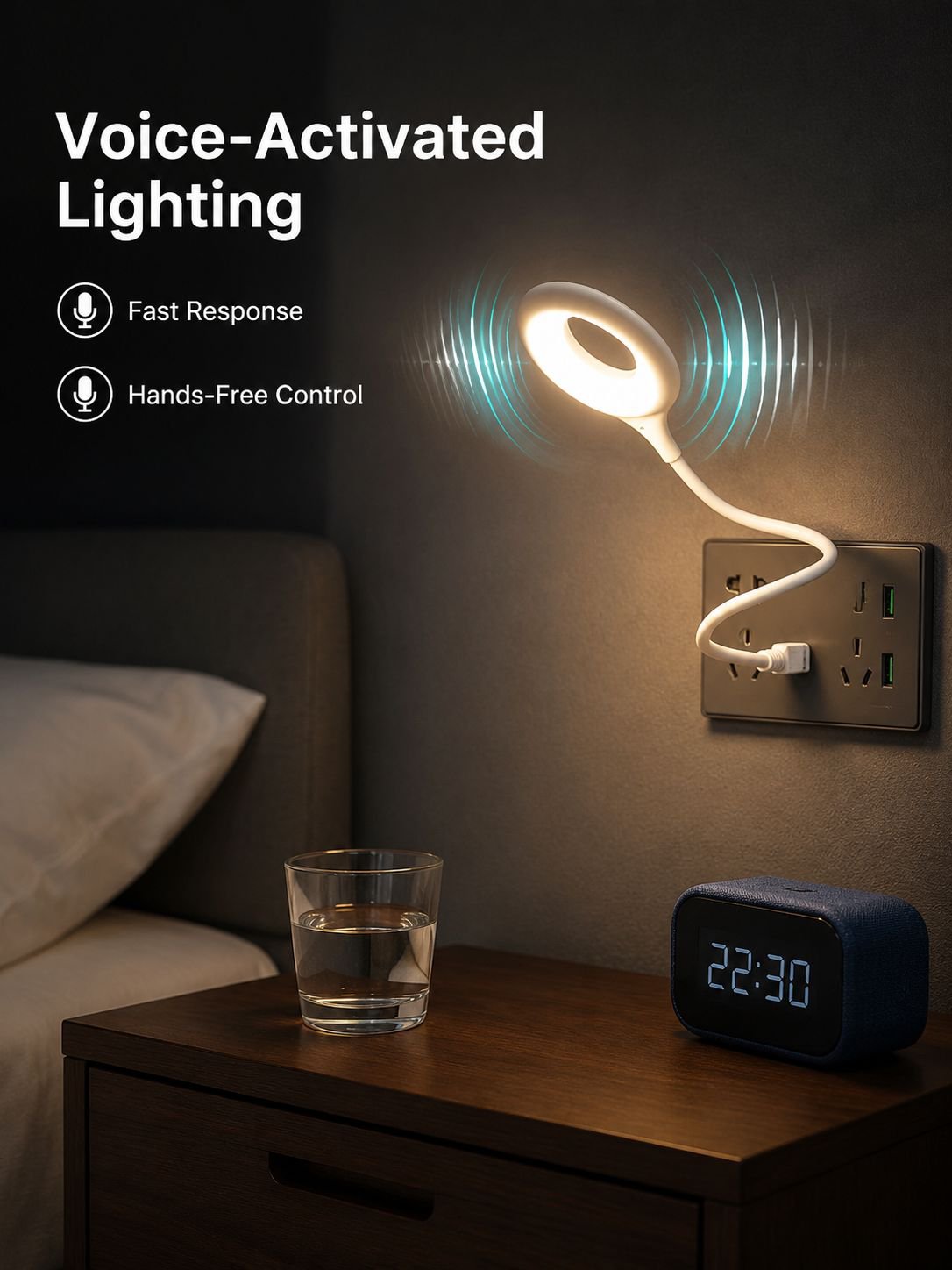 Smart voice-activated portable night light