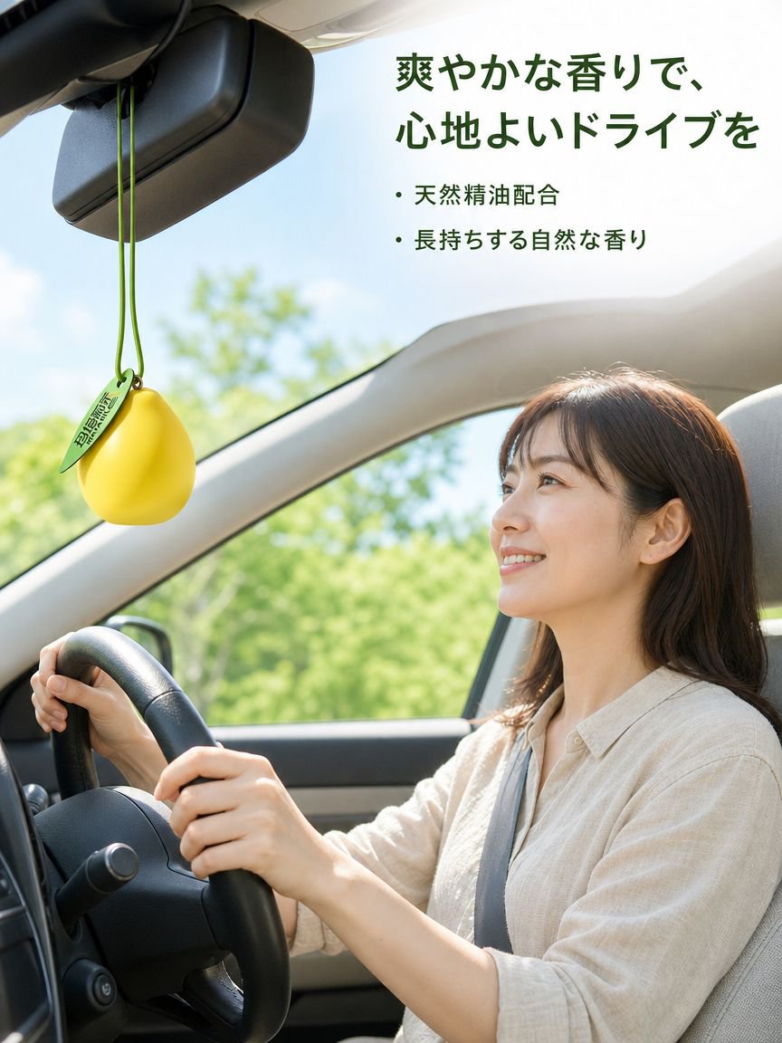 車用芳香剤ペンダント、車内フルーツグレープフルーツディフューザーオーナメント、車内消臭剤、車の装飾。