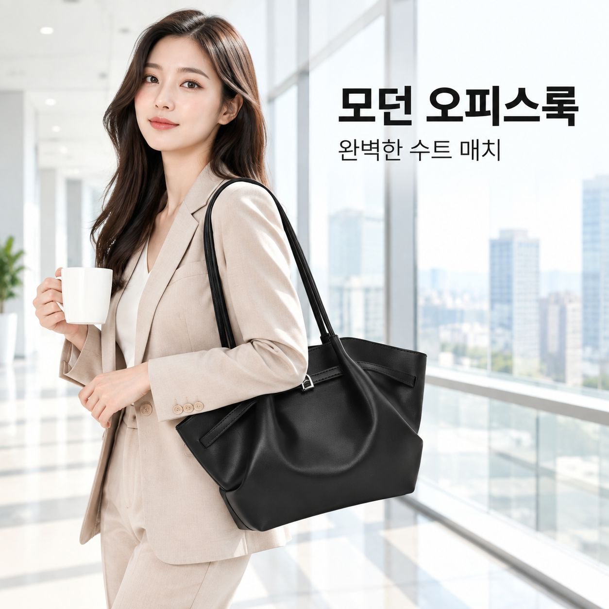 가을 겨울 출퇴근용 숄더백, 한국 스타일 대용량 부드러운 가죽 토트백