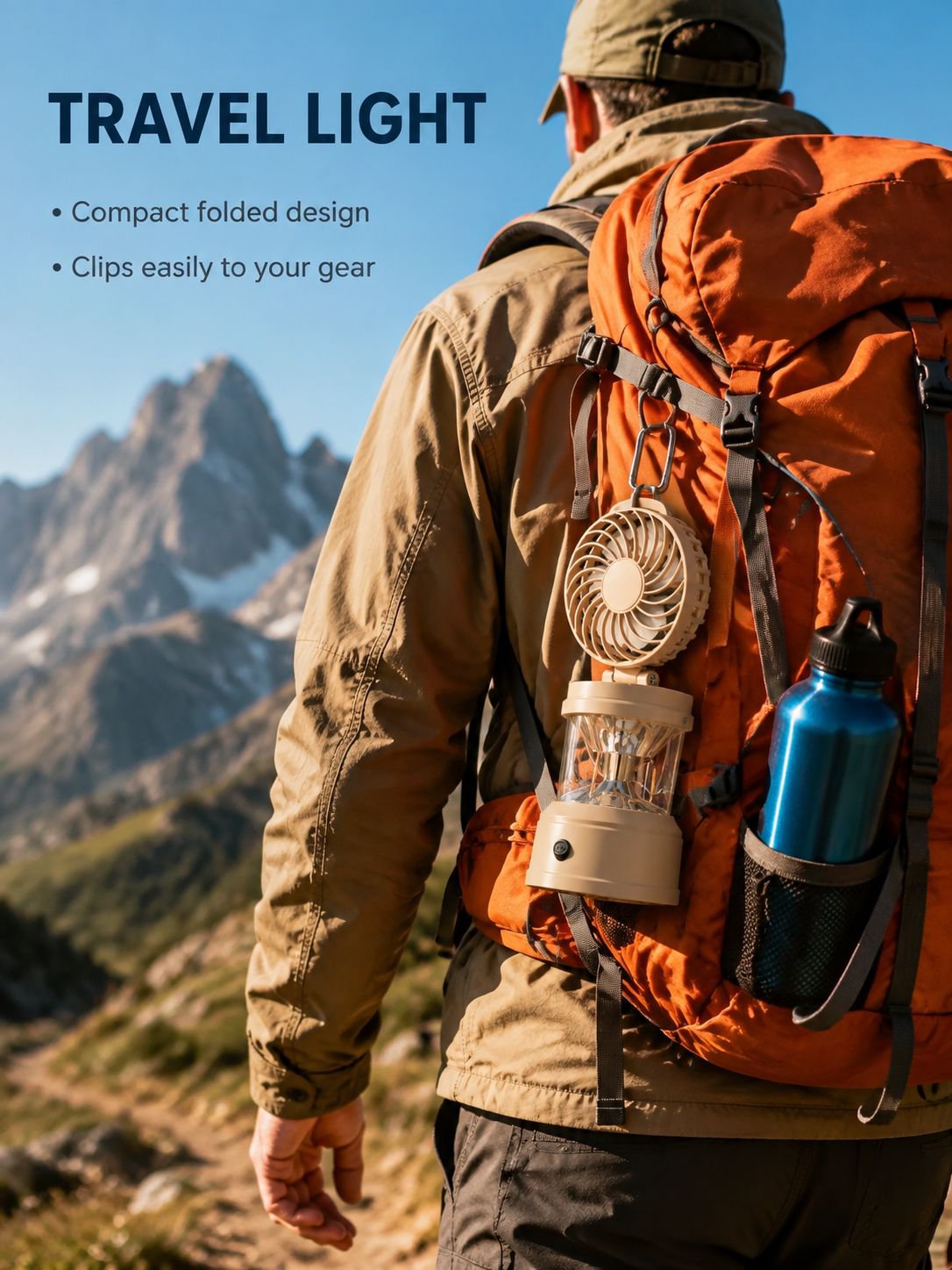 High-intensity LED light with built-in fan for tents and outdoor use