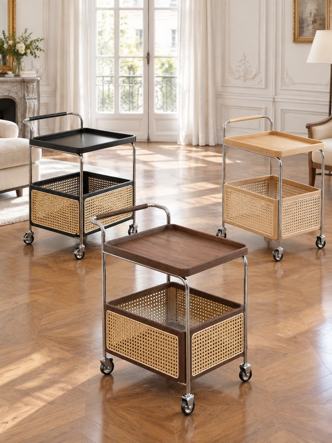 Table d'appoint en bois massif style vintage
