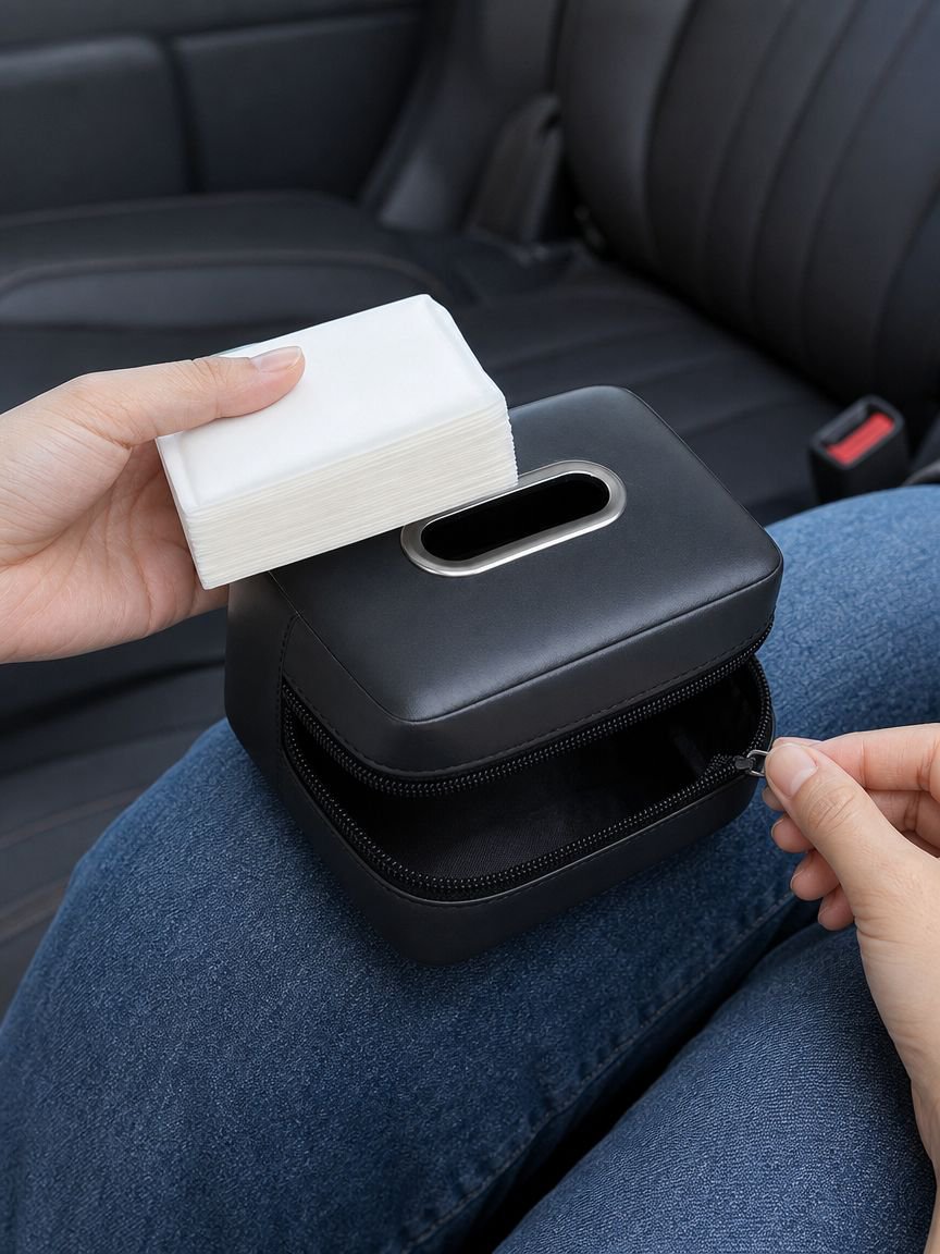 Caja de pañuelos de lujo para el interior del vehículo