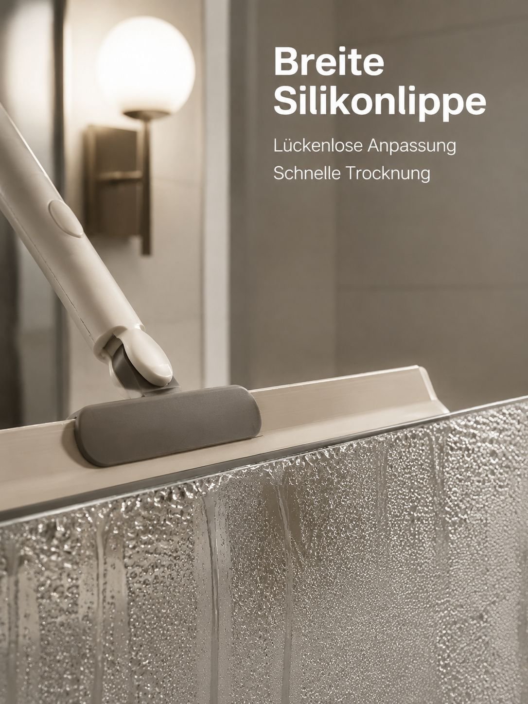 Silikon-Wischer entfernt Wasserflecken von Duschwänden