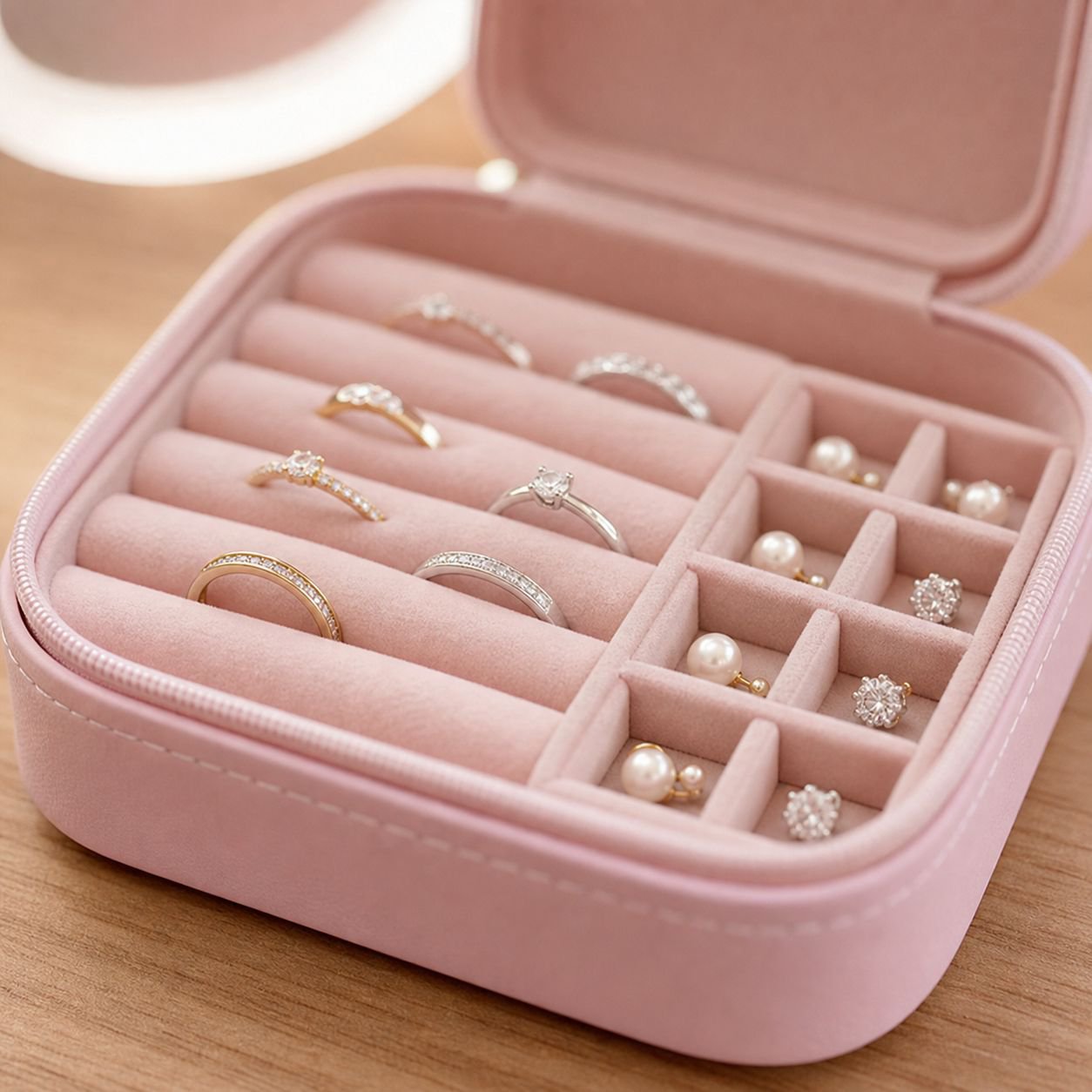 Jewelry and makeup organizer for home and travel