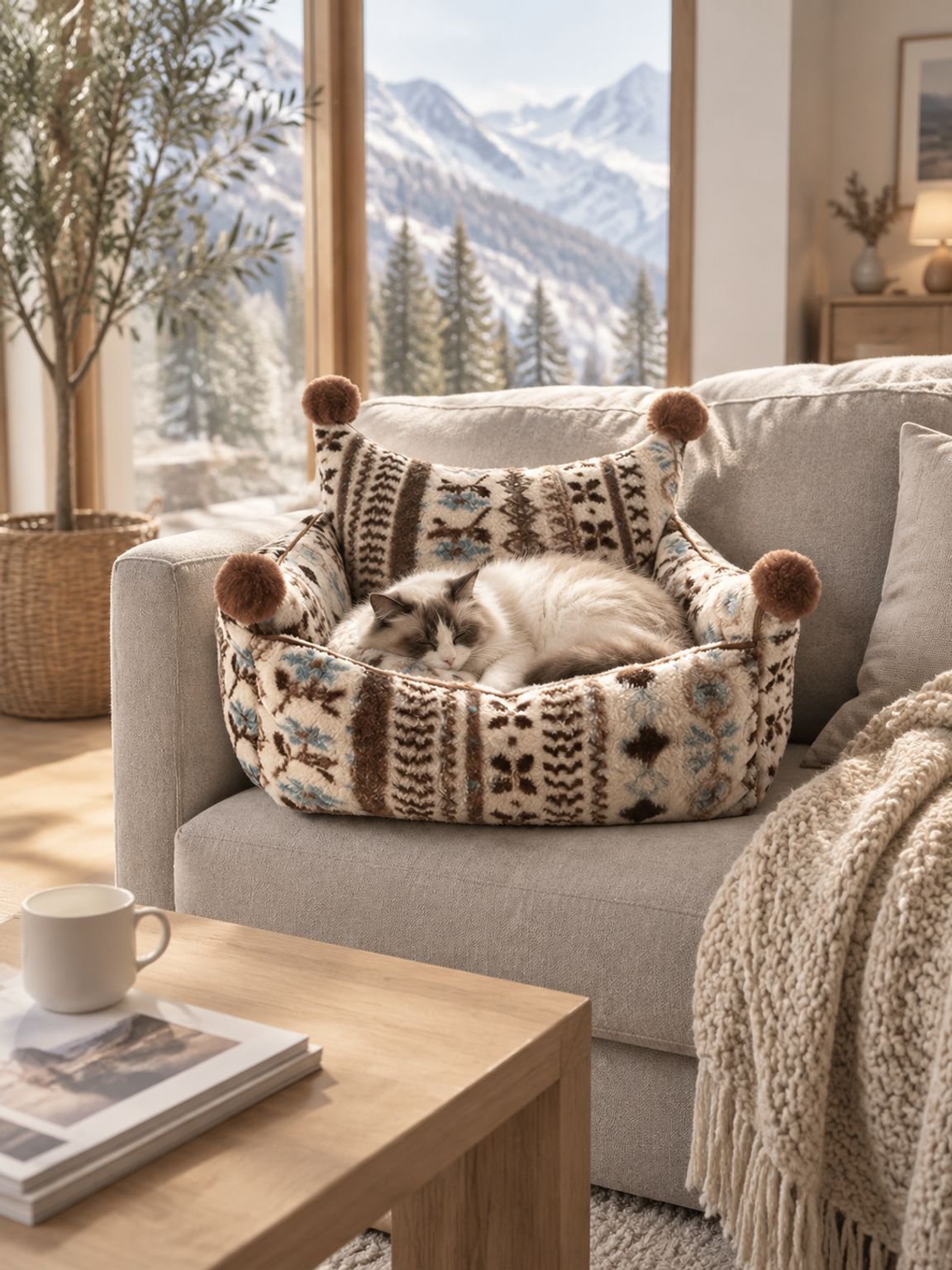 Warme Winter-Haustierhöhle für das Sofa