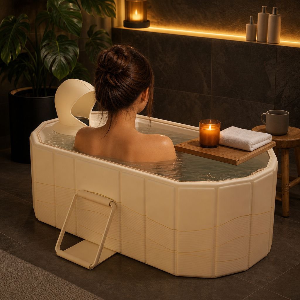 Adult soaking tub with constant temperature feature