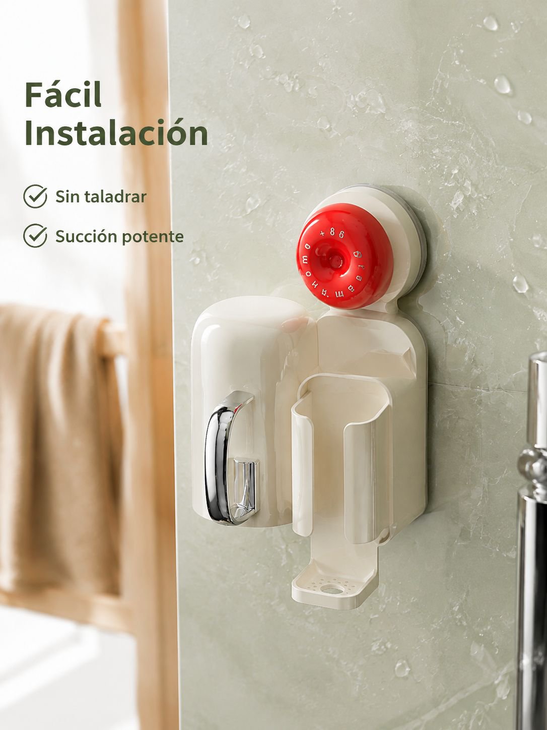 Soporte de cepillos de dientes con ventosa de estilo elegante