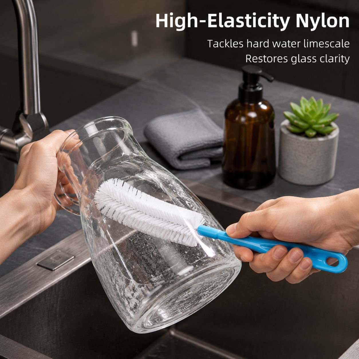 Multi-functional bottle and cup cleaning brush