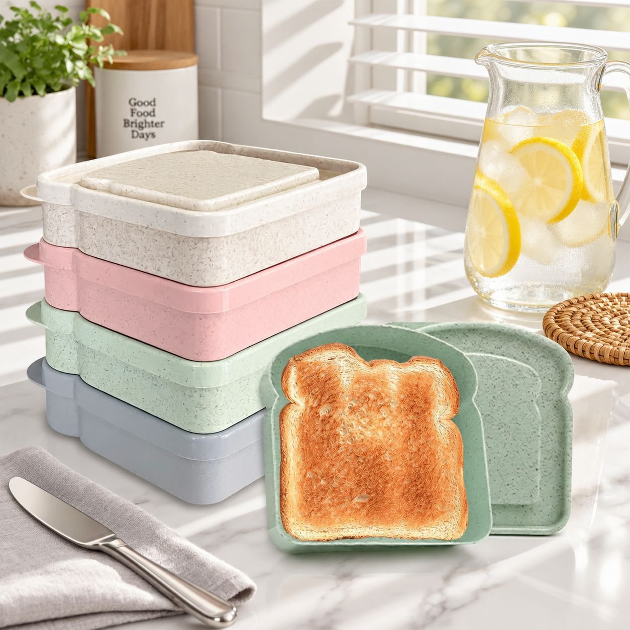 Wheat Straw Portable Toast Box