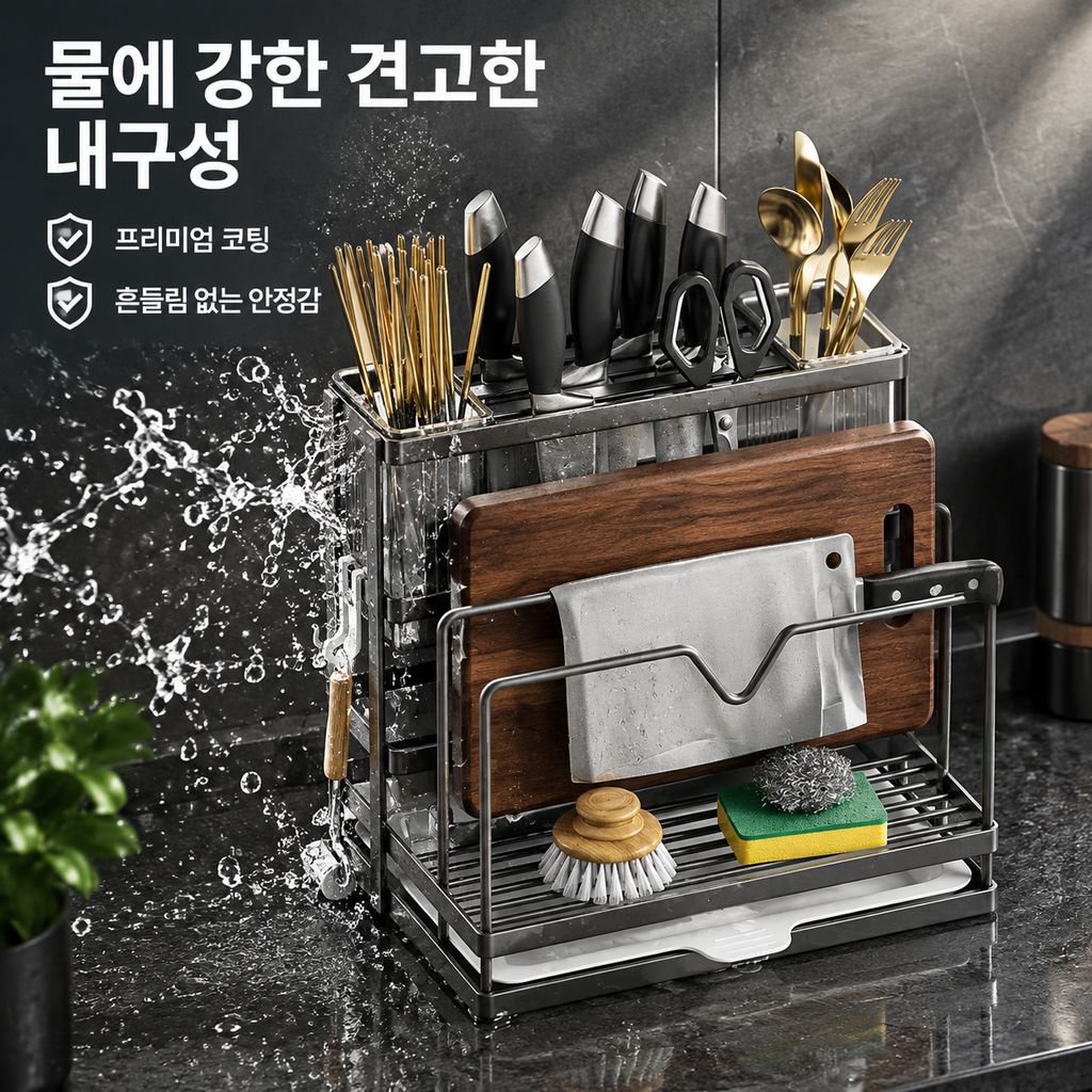 주방 조리대 도마꽂이 냄비뚜껑 거치대 칼꽂이 수납 선반