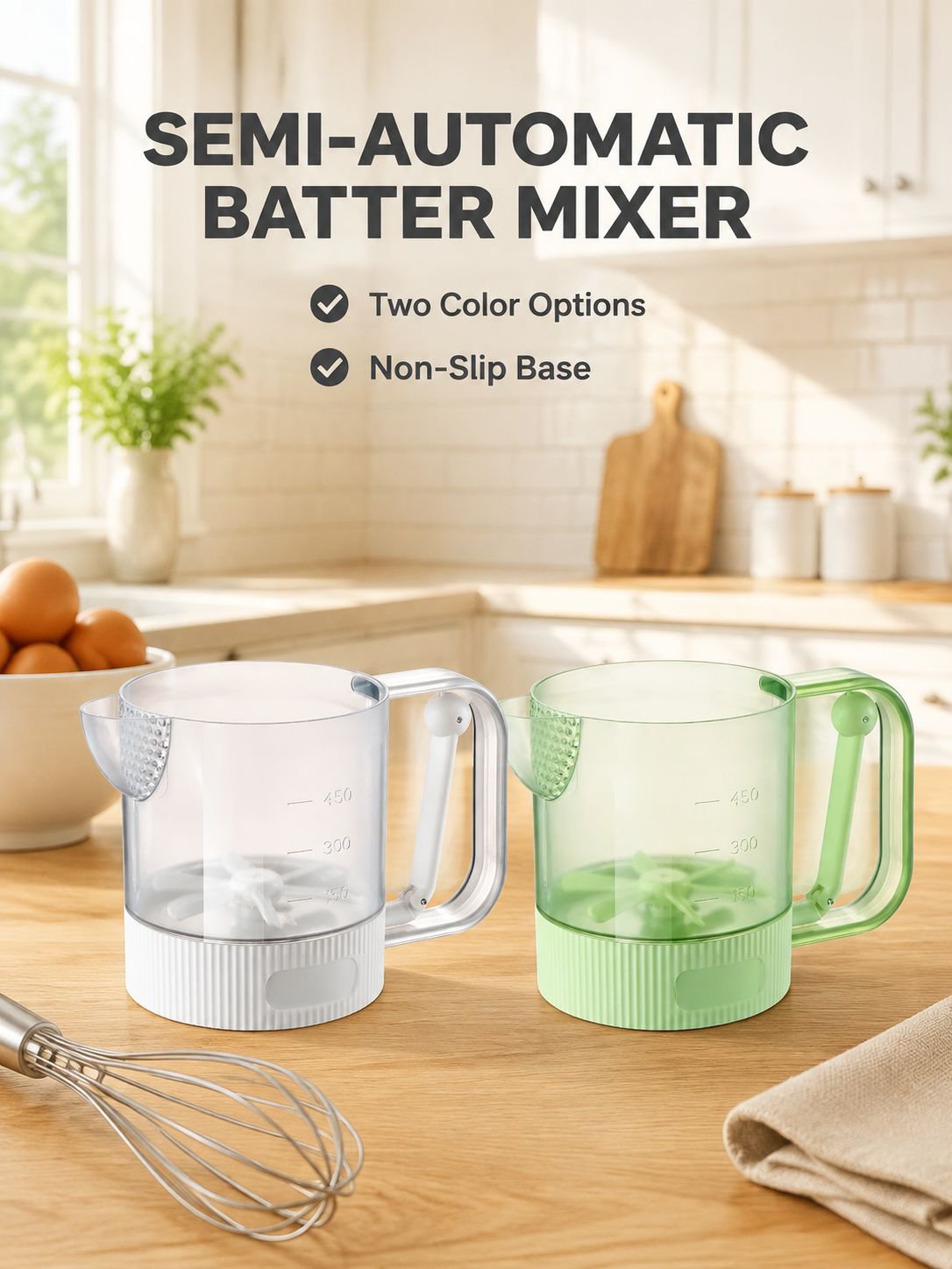 Semi-automatic egg beater