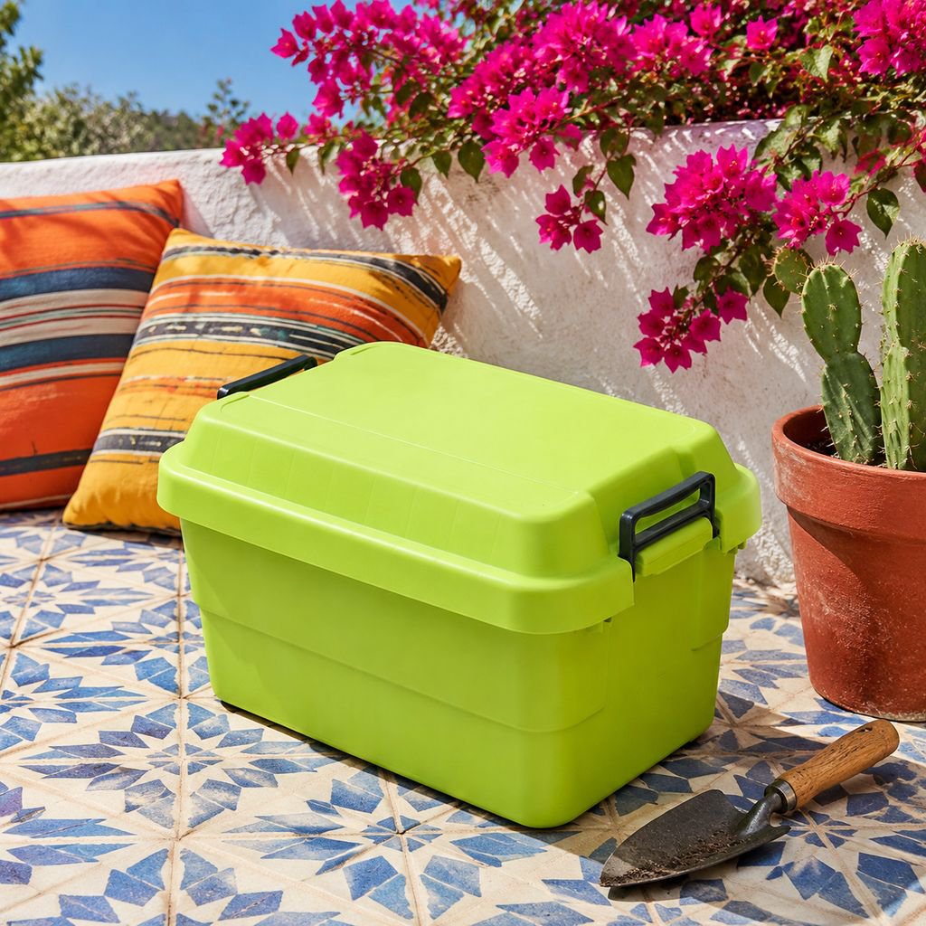 Casa de Paja Organizador de Plástico Espesado Caja de Almacenamiento al Aire Libre con Tapa Ropa Jug