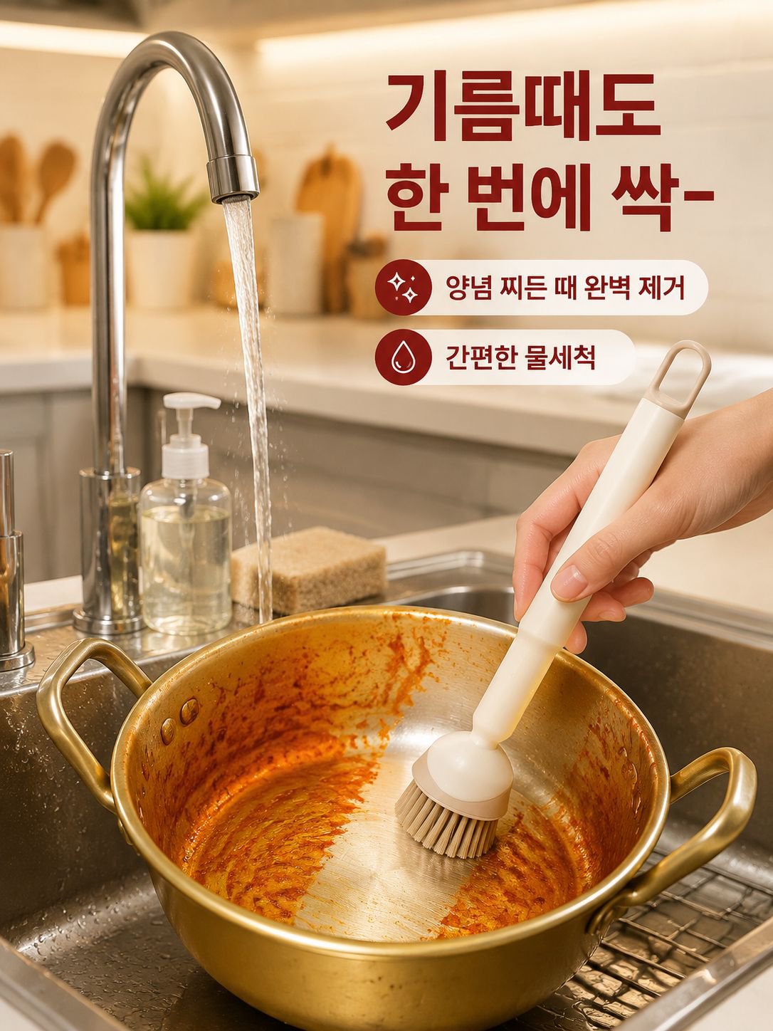 다용도 긴 손잡이 냄비 청소 브러쉬 가정용 주방 클리너