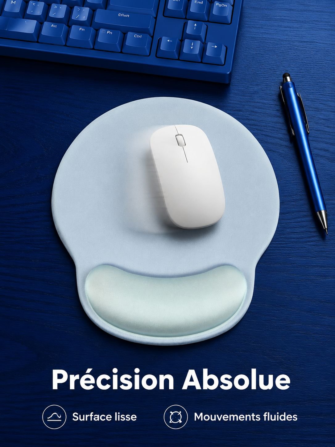 Tapis de souris ergonomique avec repose-poignet en mousse à mémoire de forme