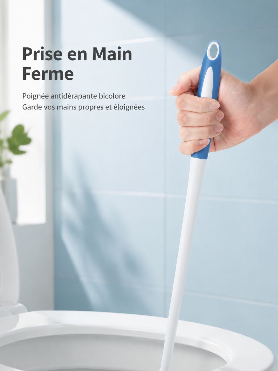 Design élégant et fonctionnel de la brosse de toilette à long manche