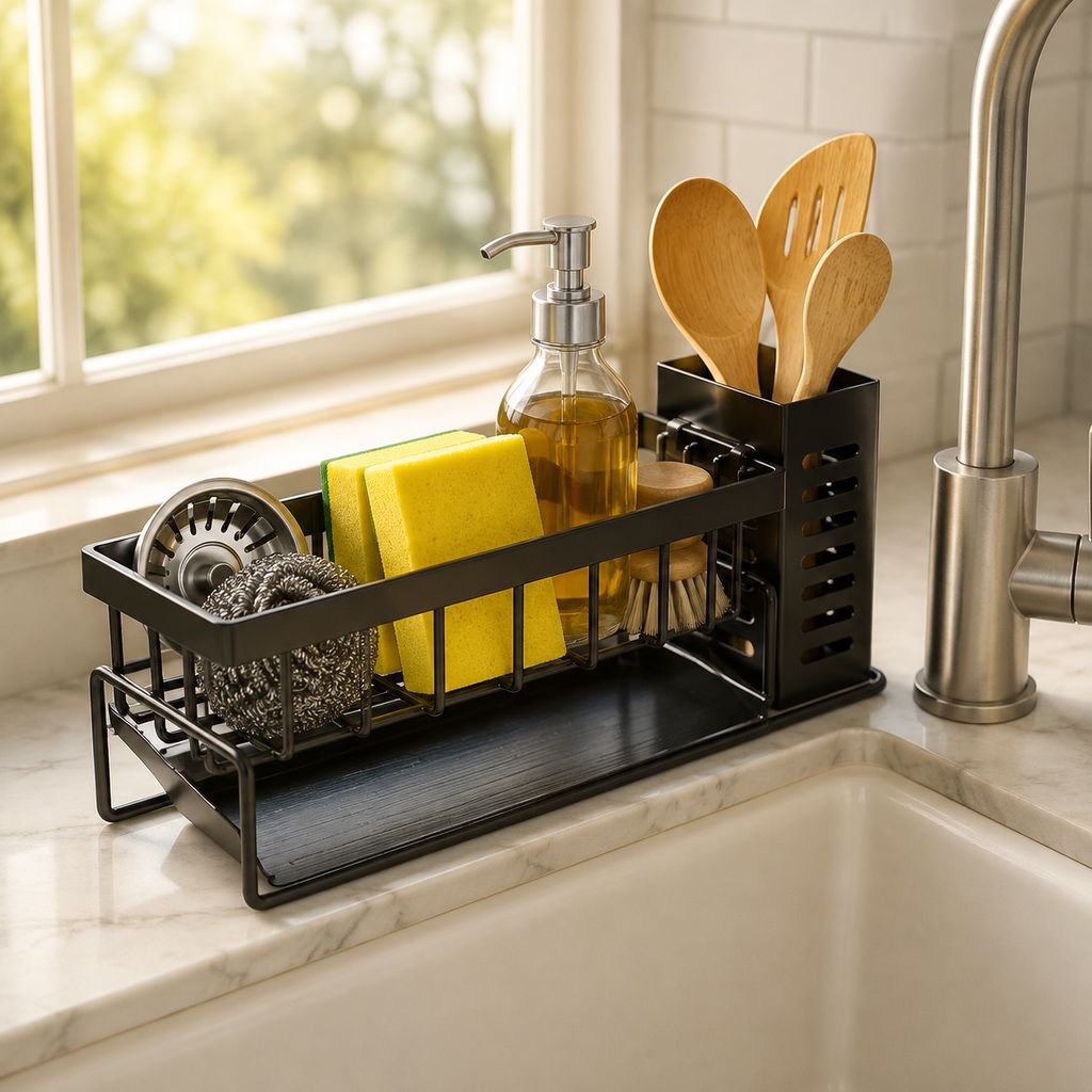 Faucet Hanging Drain Basket Kitchen Sink Rack Sponge Rag Storage Organizer