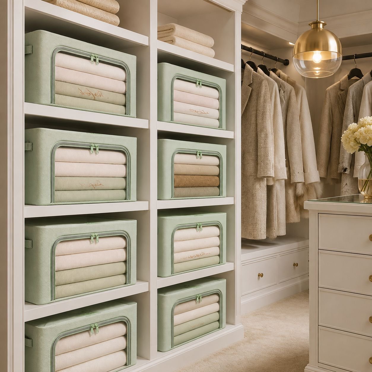 Stackable large storage bags for seasonal clothes
