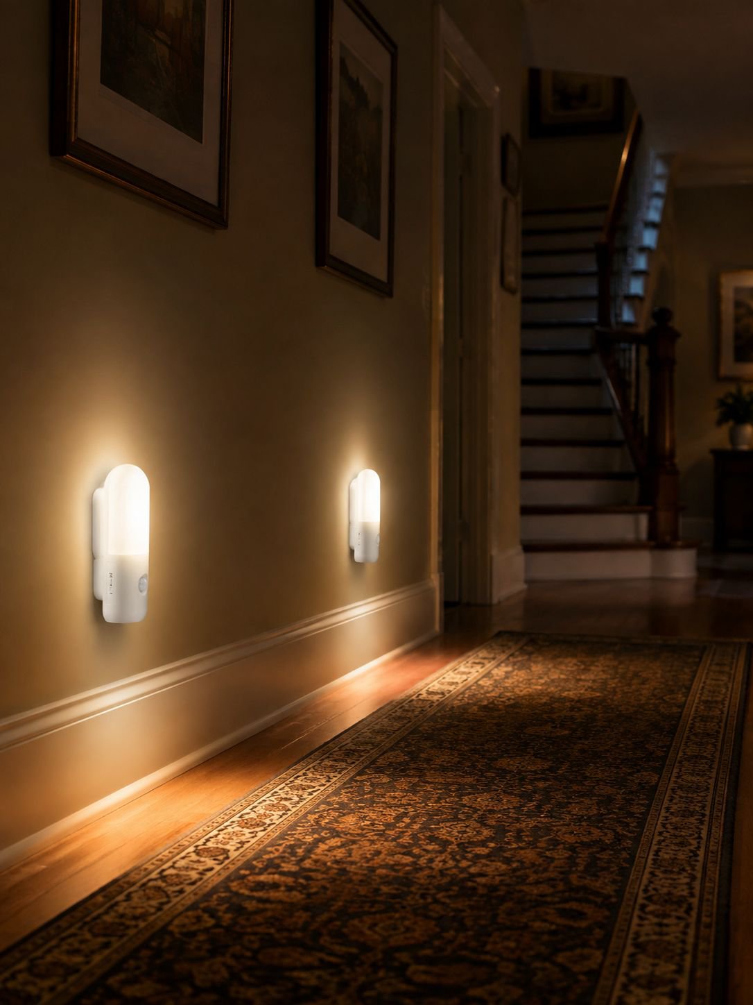 Smart human sensor night light with cool color ambient glow