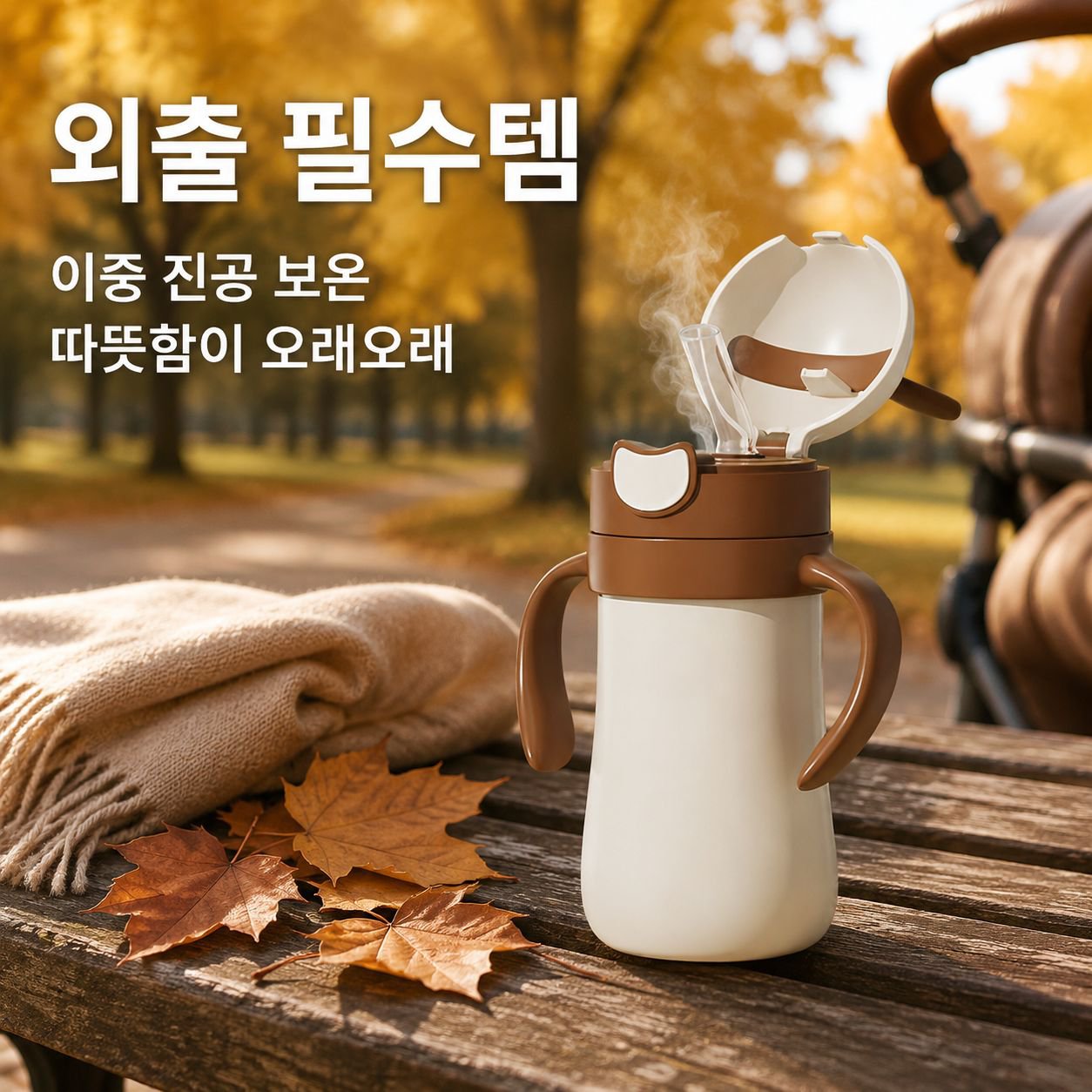 조지베어 어린이 빨대 보온컵, 아기 학습용 물컵, 외출용 젖병