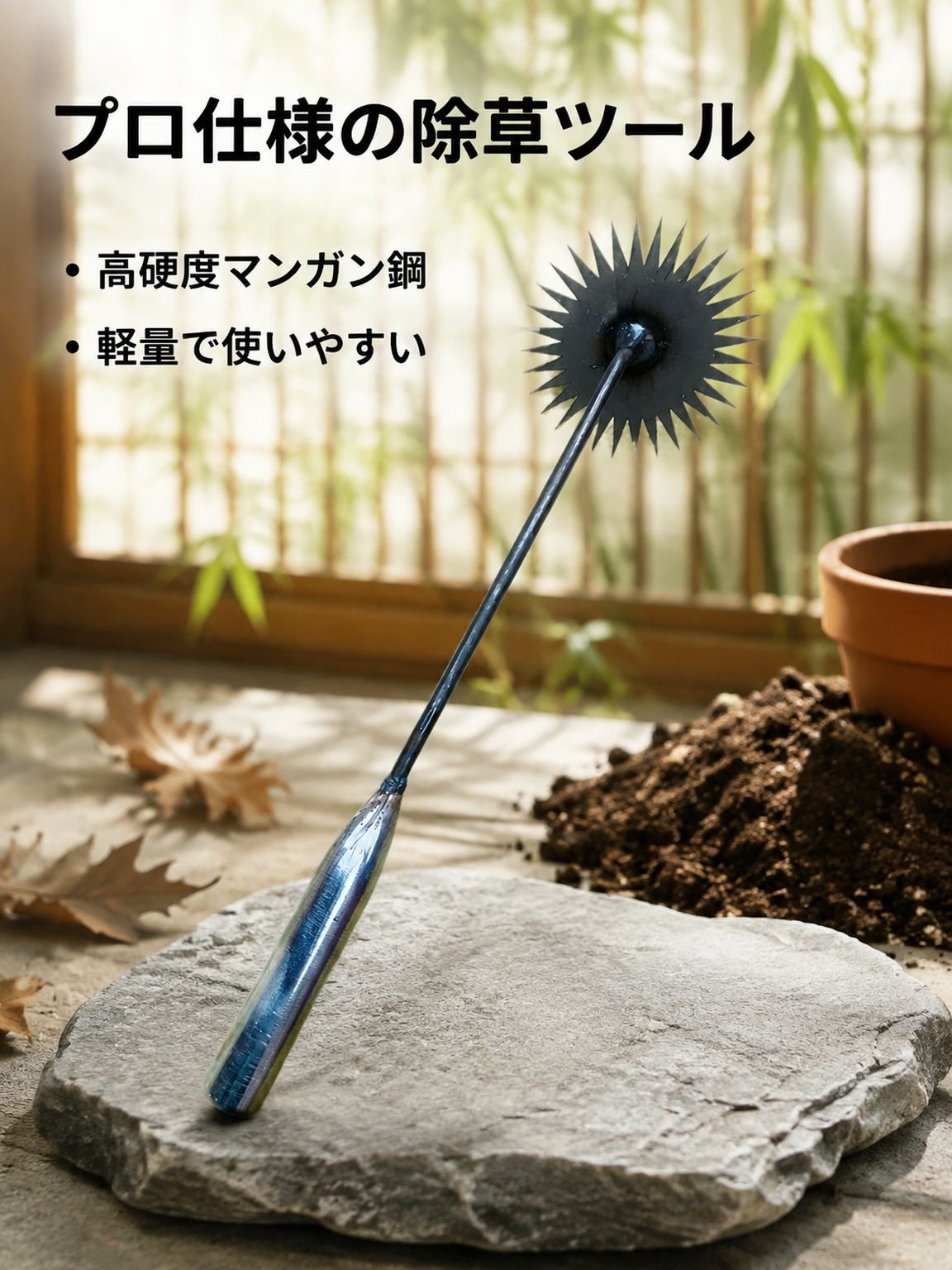 家庭菜園用マンガン鋼除草・土ほぐし用ミニホー＆レーキ