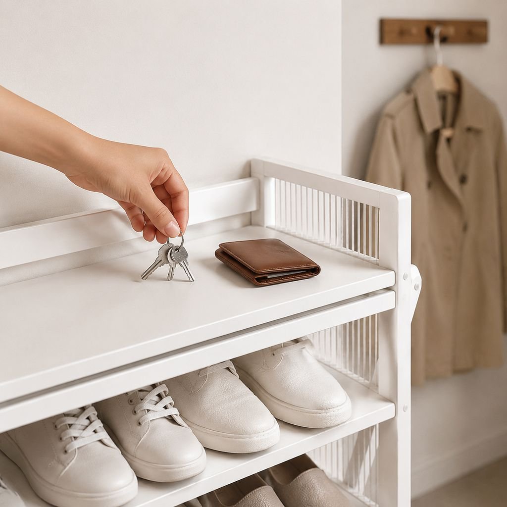 Acrylic folding rack maximizing shoe storage space