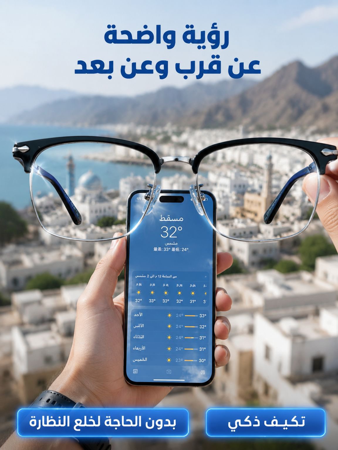 نظارة ذكية مضادة للضوء الأزرق بتركيز تلقائي مدعومة بالذكاء الاصطناعي