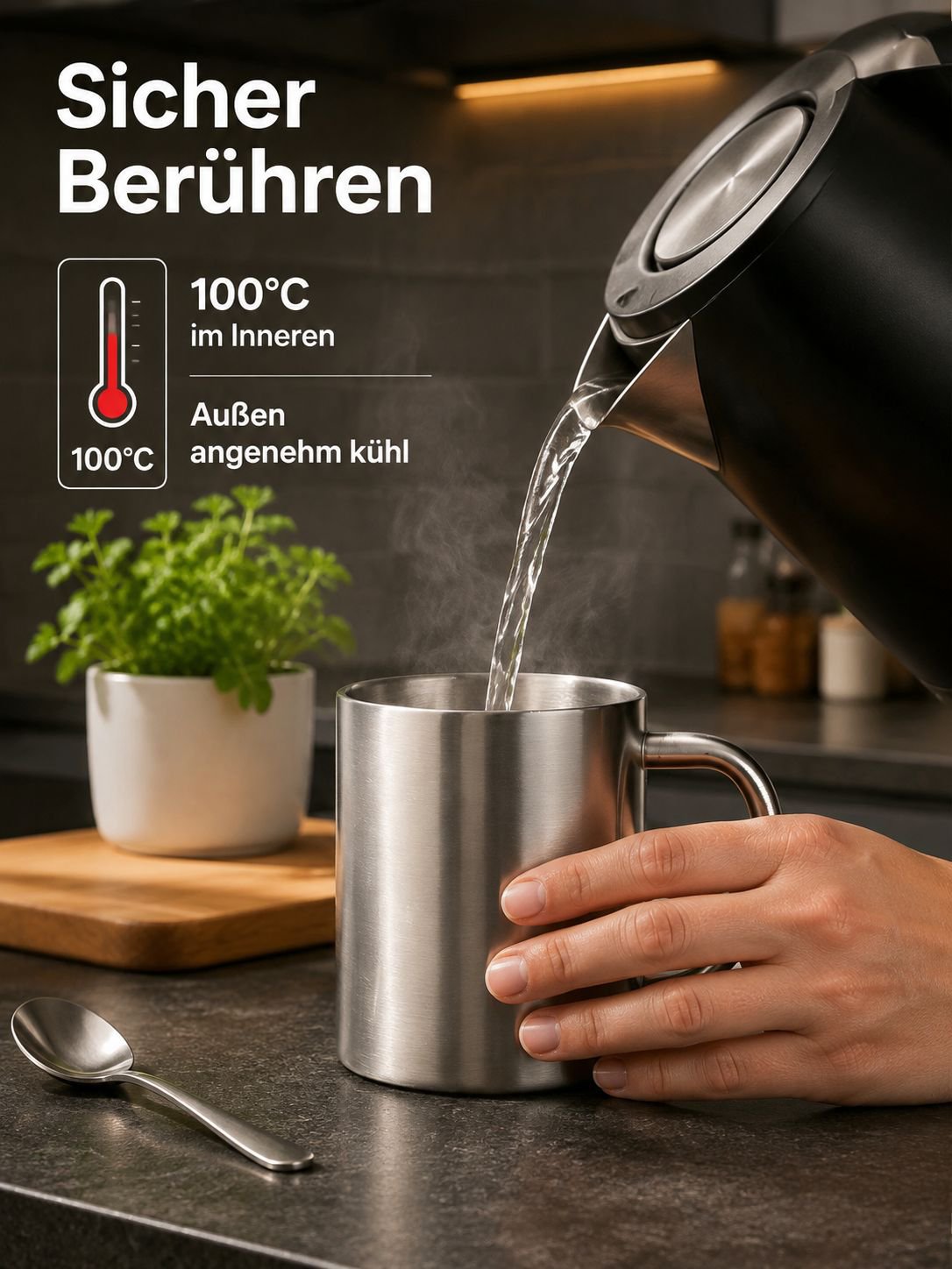 Robuster doppelwandiger Edelstahlbecher