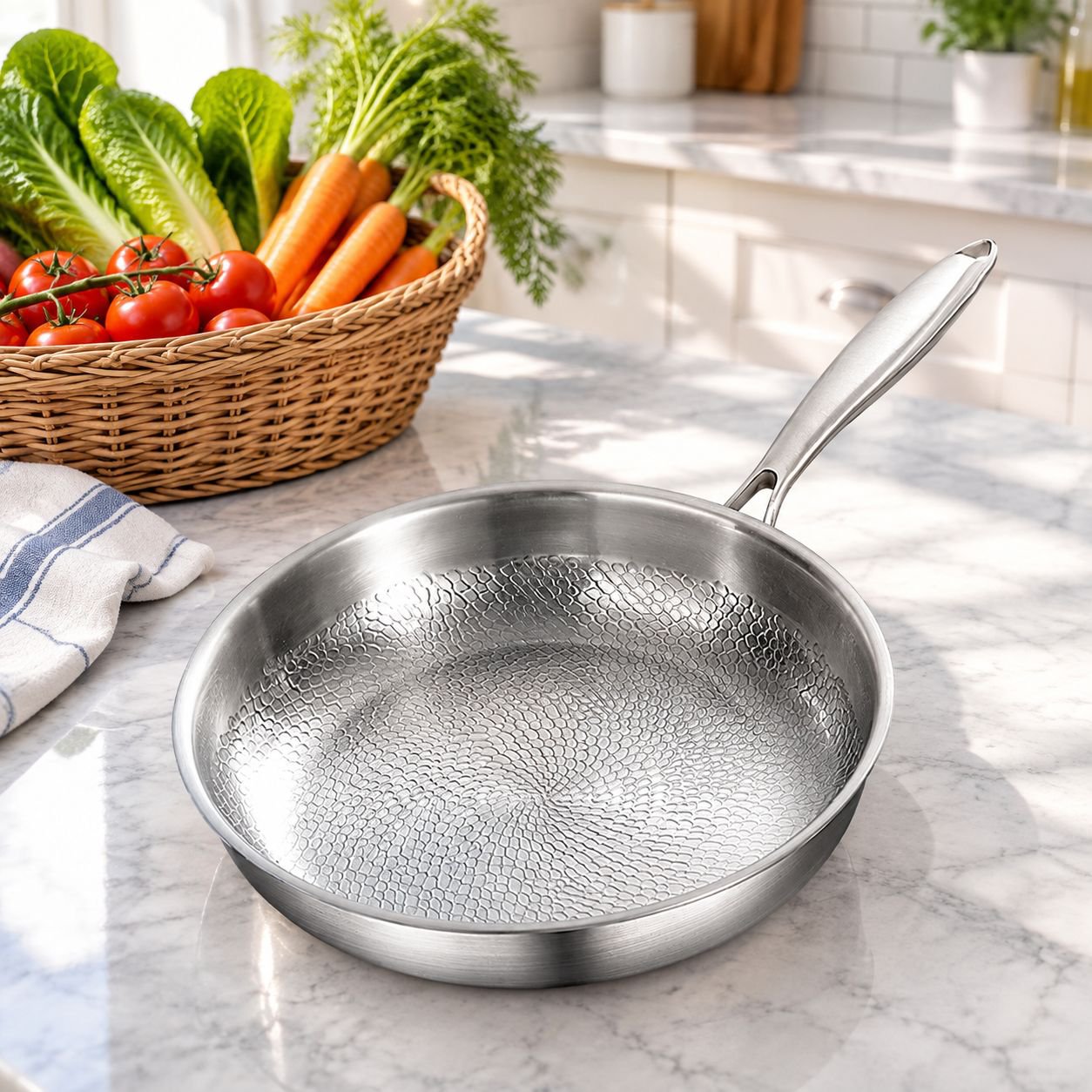 Uncoated Non-stick Frying Pan