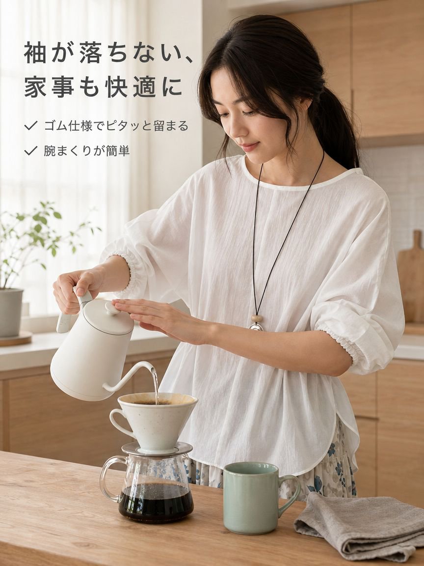 ウエストライン付きゆったりレディースシャツ
