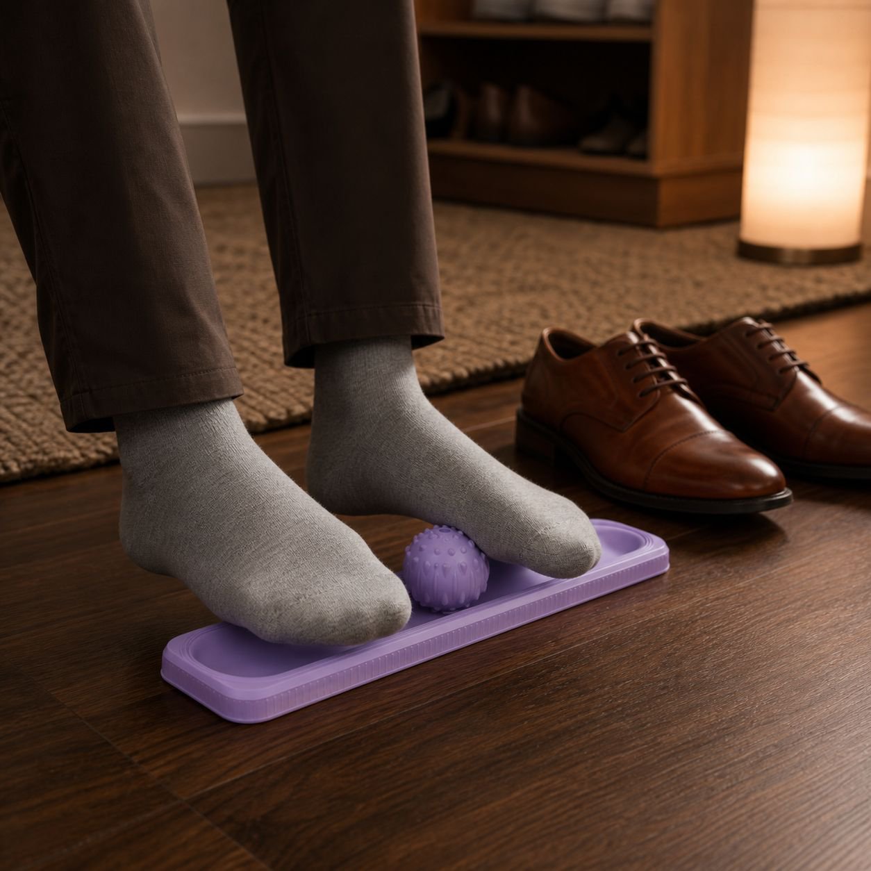 Acupressure ball targeting foot meridian points