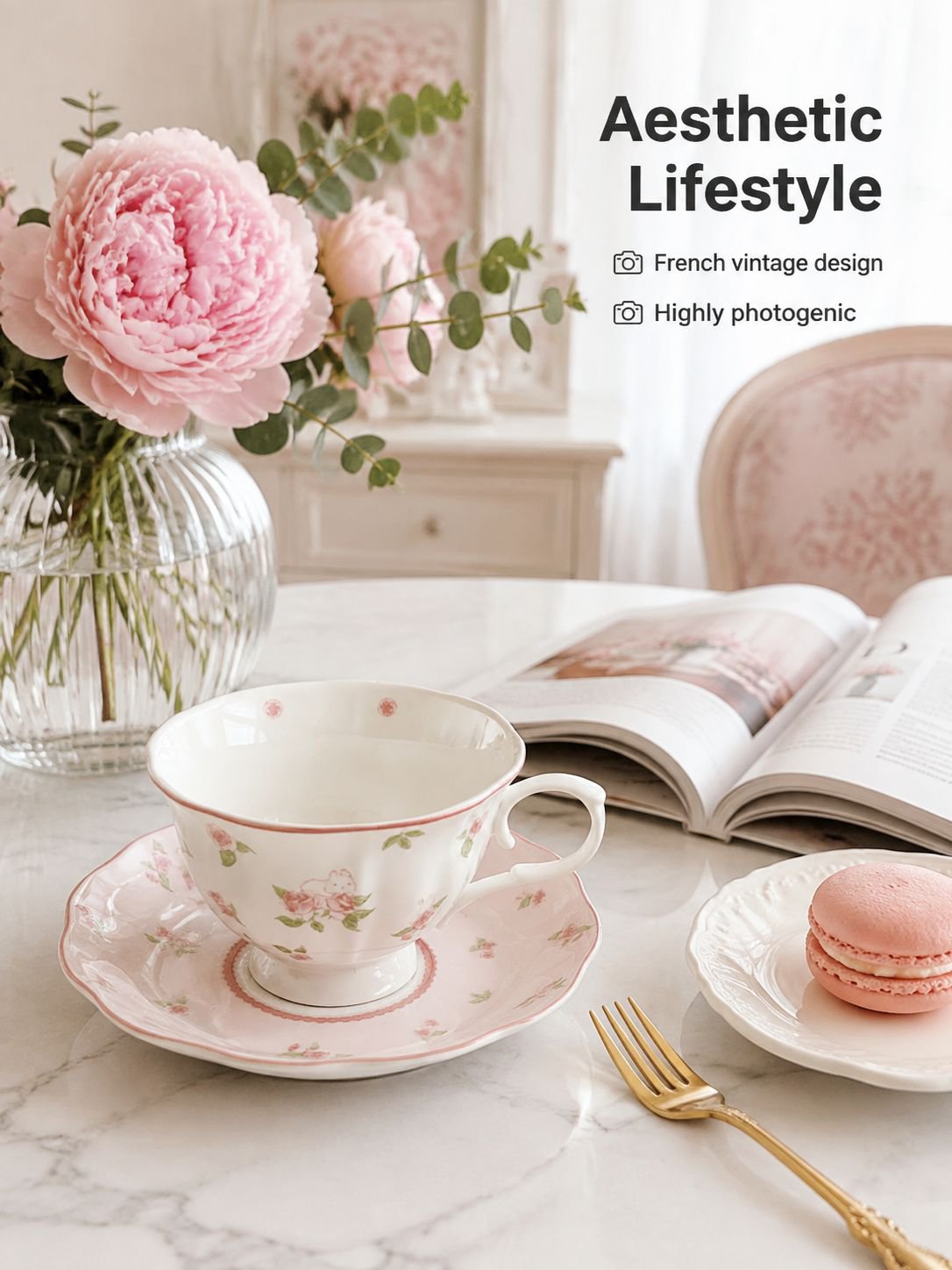 Ins Retro French Ceramic Coffee Cup and Tea Dish Set