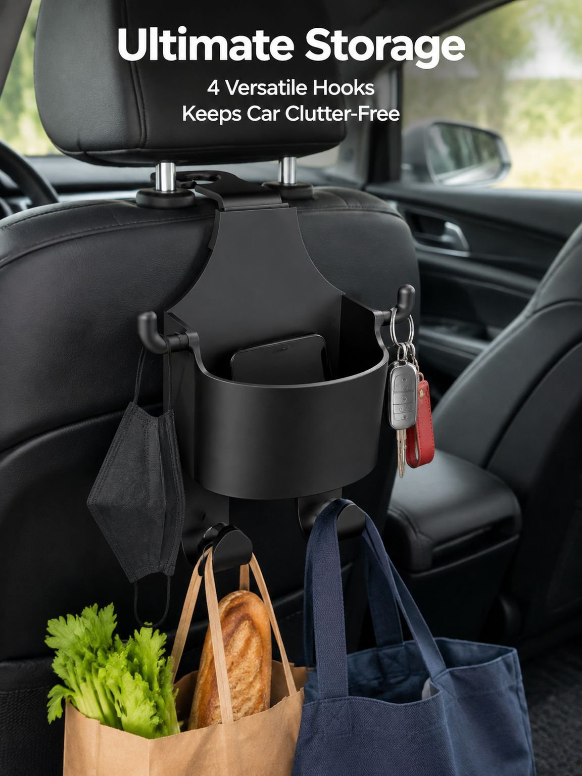 Car cup holder, phone holder, hook