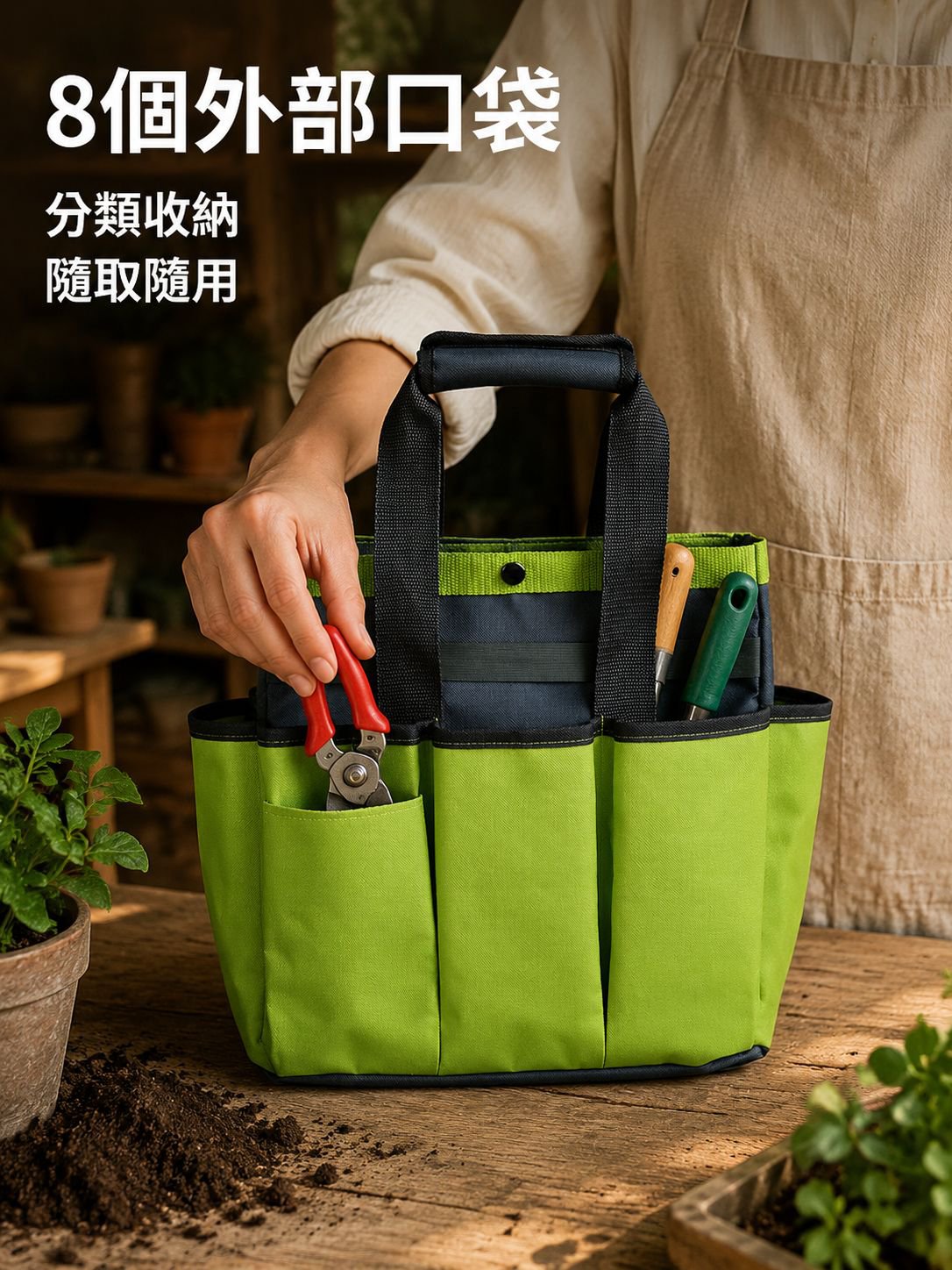 園藝工具托特包 多口袋家用收納袋 園藝工具包（不含工具）