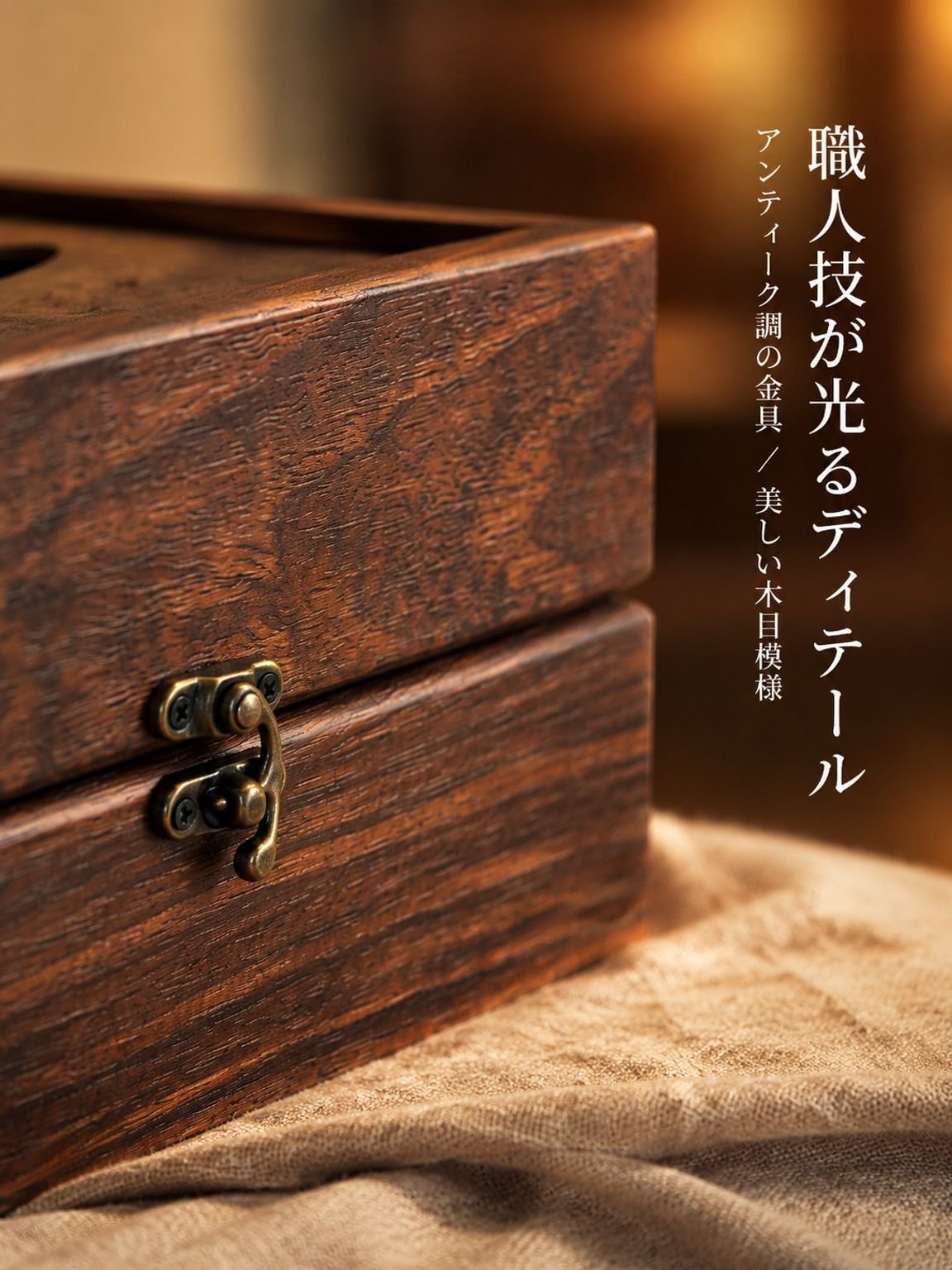 多機能な天然木製ティッシュボックス