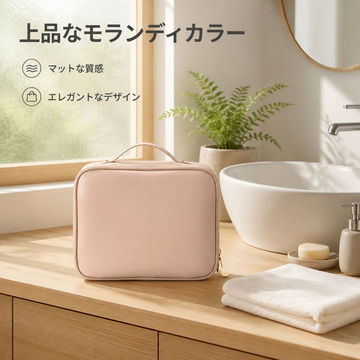大容量PUハンドメイクアップ収納バッグ 卓上携帯用トラベル洗面ポーチ