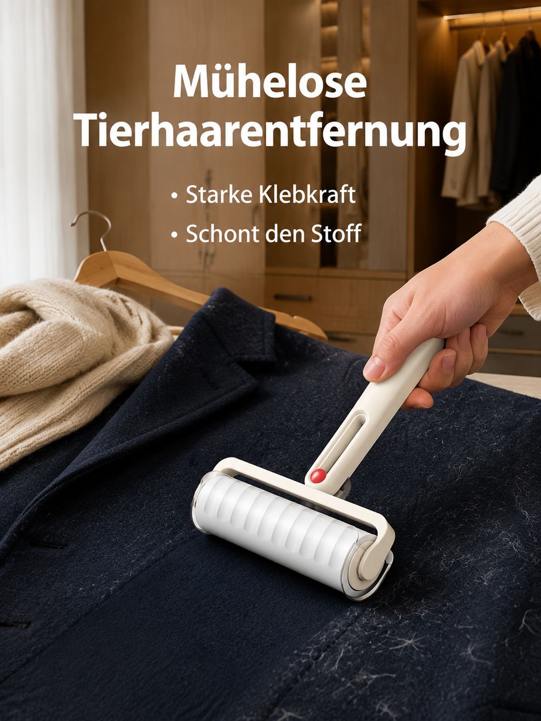 Tragbarer faltbarer Fusselroller