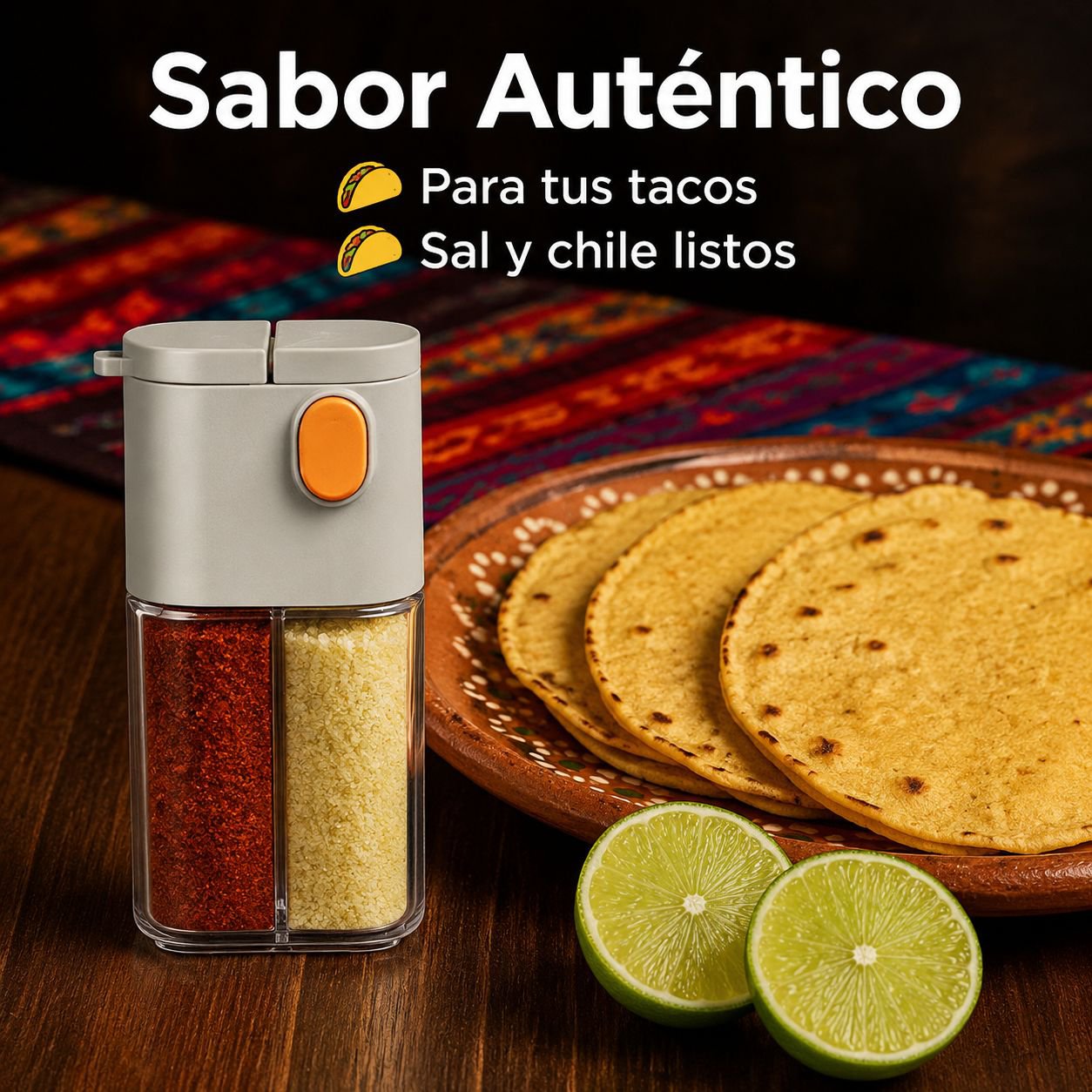 Bote dosificador doble de condimentos para cocina
