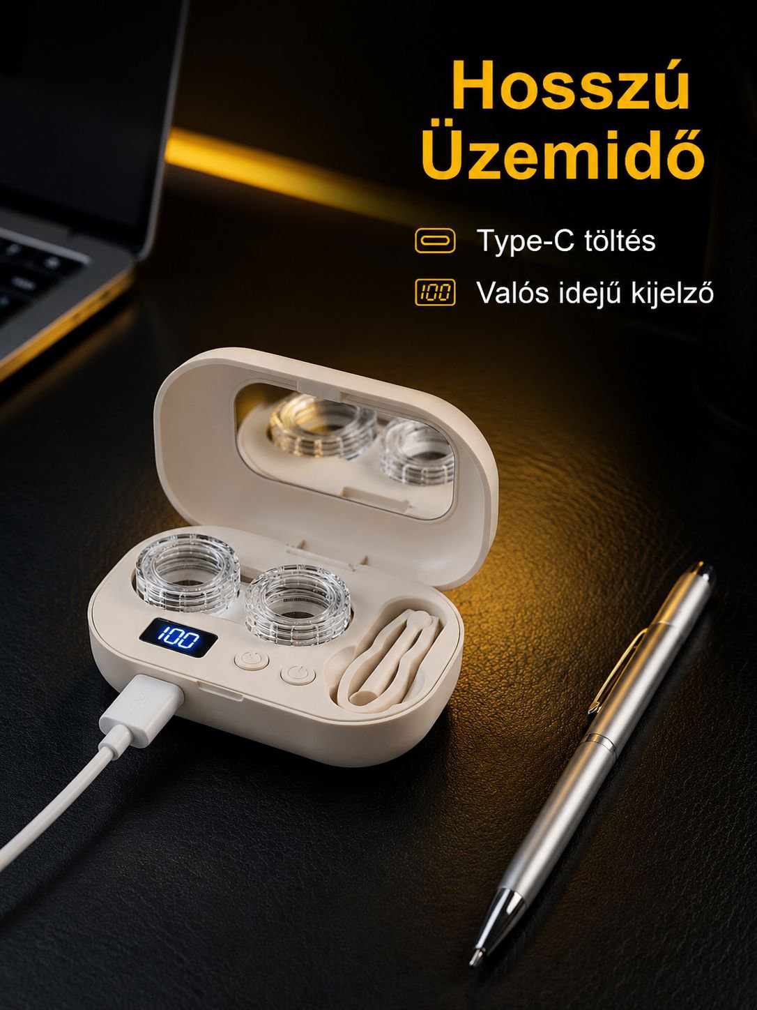 Higiénikus kontaktlencse tisztítás nagyfrekvenciás ultrahanggal